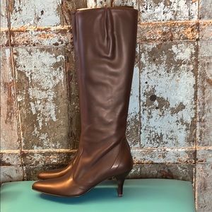 New! J.Crew Dark Brown Rivington Kitten Heel Knee-High Women's Leather Boots 8